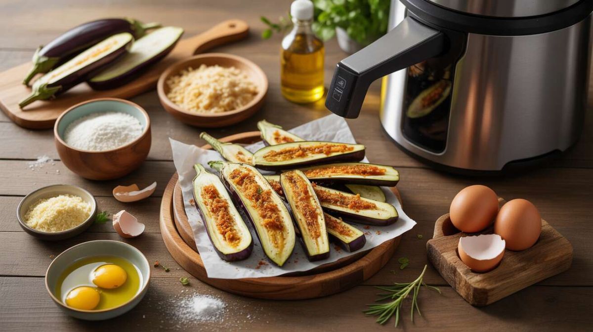 Des frites d’aubergines au air fryer, croustillantes et savoureuses