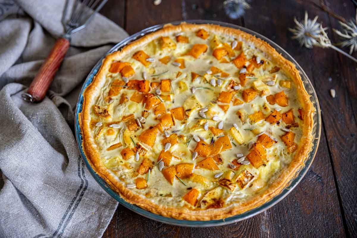 Quiche automnale butternut, panais et chèvre