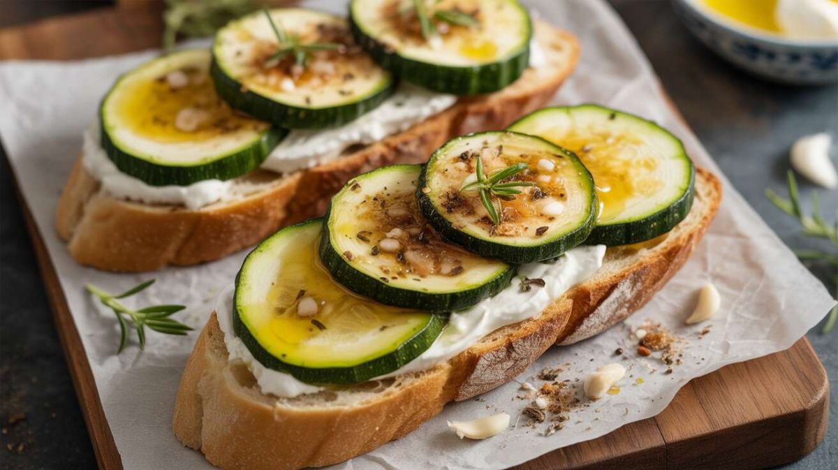 Bruschetta gourmande aux courgettes et fromage, un délice à partager