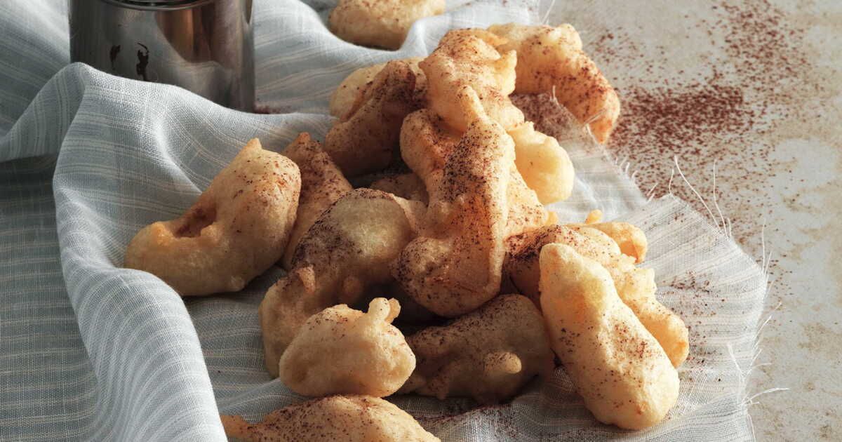 Tempura de poire au pain d'épices