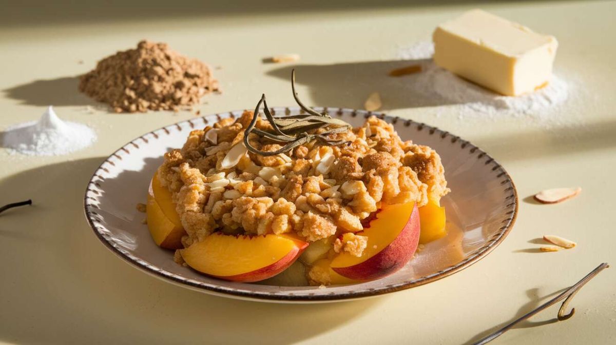Crumble de pêches et verveine : un délice estival à savourer