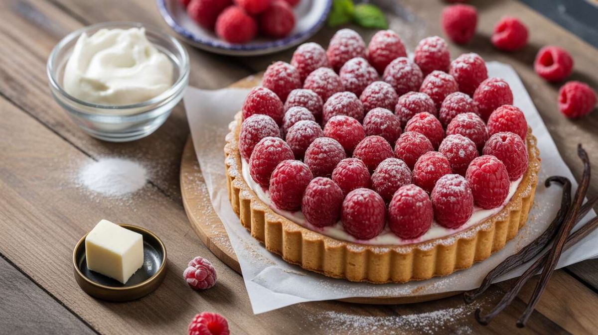 Une tarte légère aux framboises et mascarpone à savourer sans culpabilité
