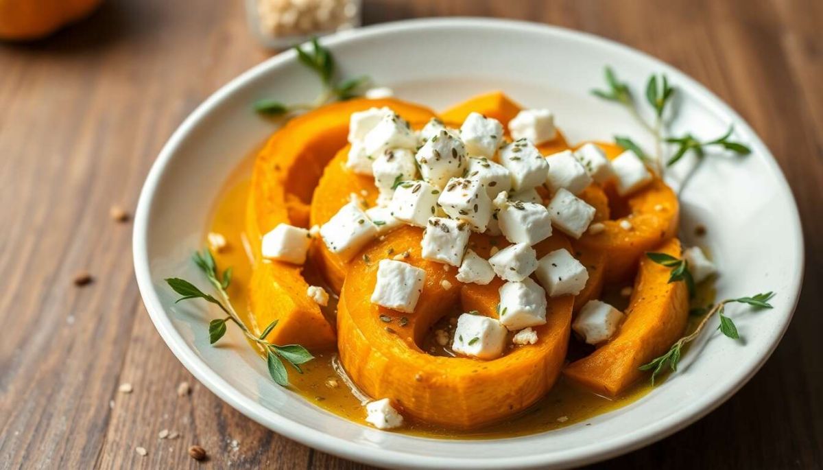 Une touche gourmande avec le potimarron rôti à la feta