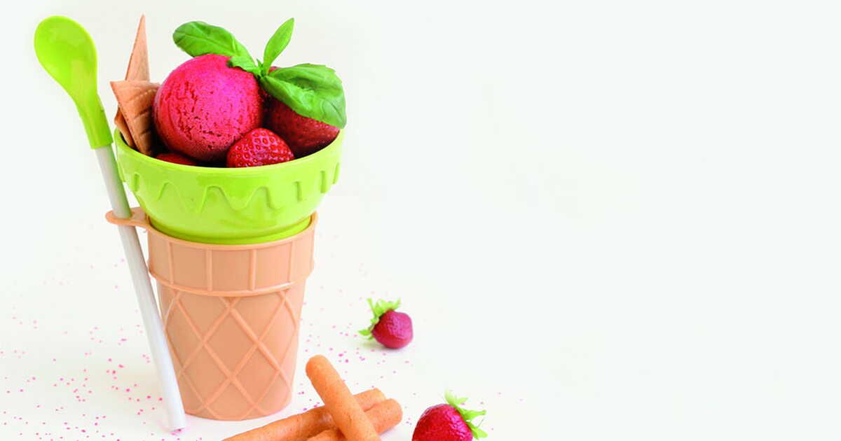 Sorbet à la fraise et au basilic